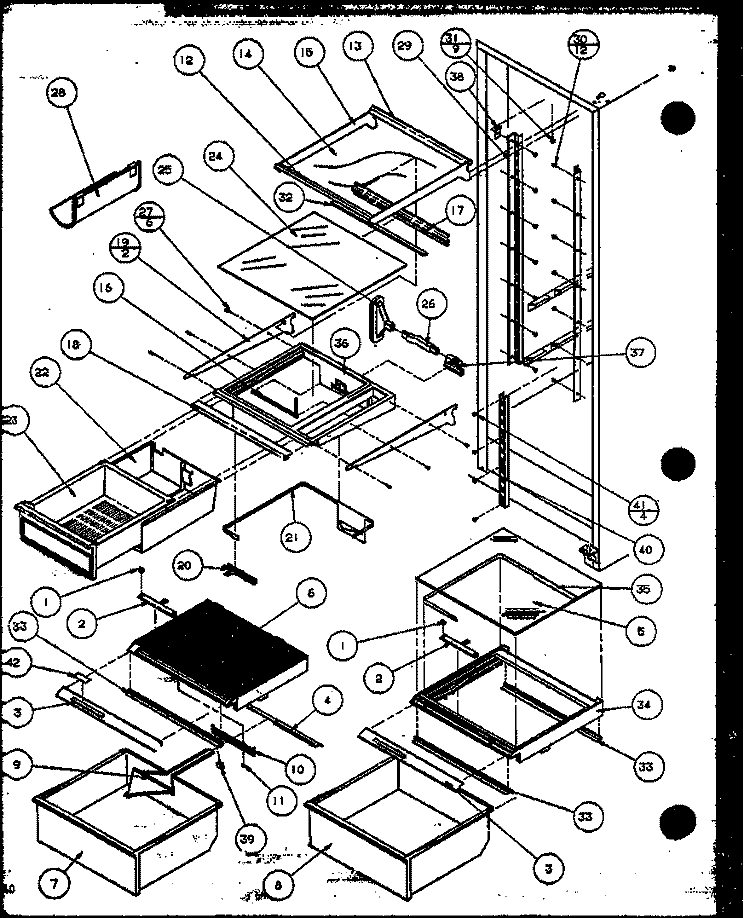 REF FOR SHELVING AND DRAWERS Diagram and Parts List for SBI20K P1117802W Amana Refrigerator