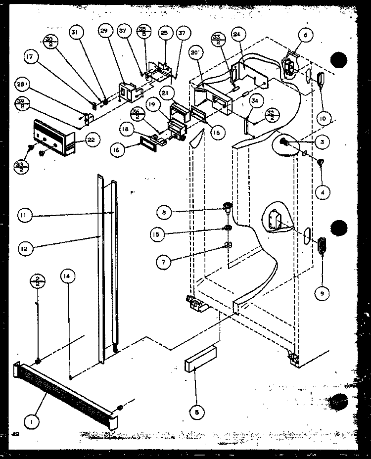 REF / FZ CONTROLS AND CABINET PARTS Diagram and Parts List for SBI20K P1117802W Amana Refrigerator