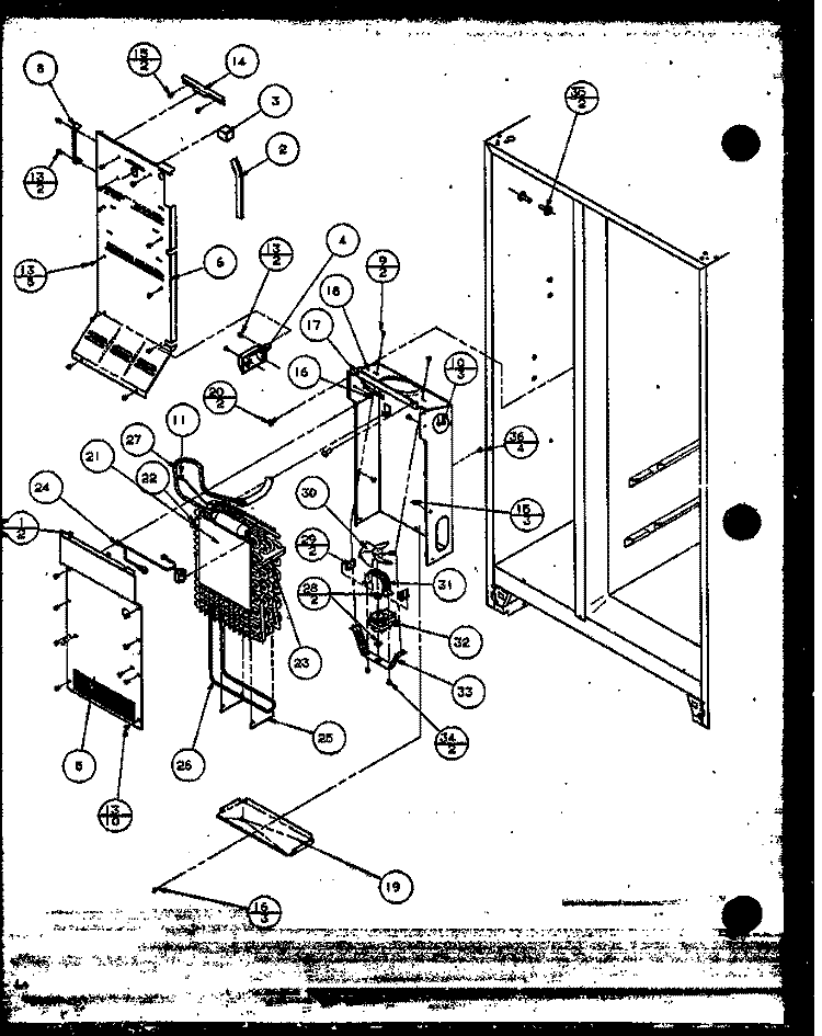 EVAP AND AIR HANDLING Diagram and Parts List for SBI20K P1117802W Amana Refrigerator
