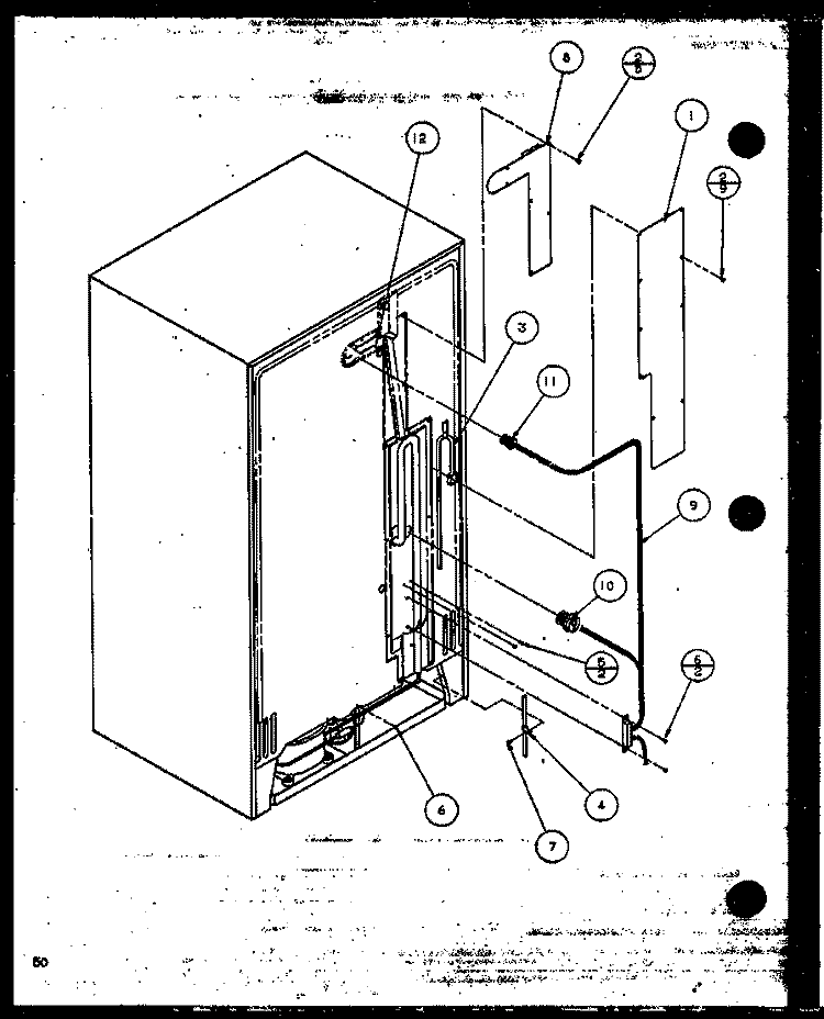 BACK OF UNIT Diagram and Parts List for SBI20K P1117802W Amana Refrigerator