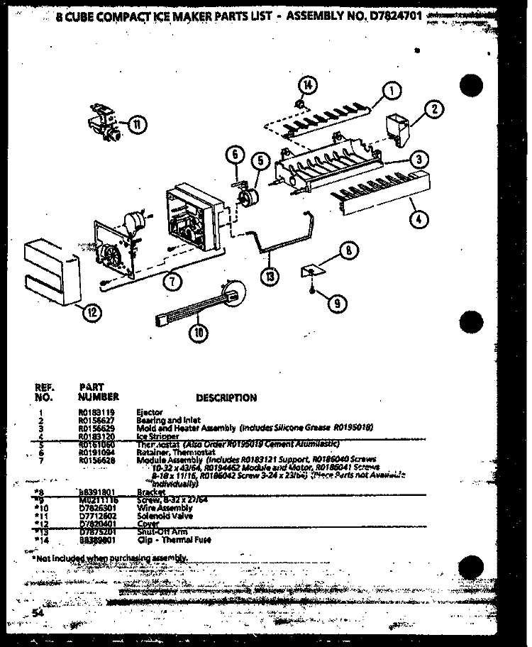 ICE MAKER Diagram and Parts List for SZI20K P1117801W Amana Refrigerator