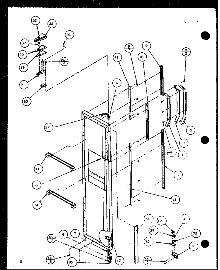 FZ DOOR Diagram and Parts List for SXD25J P1116401W Amana Refrigerator