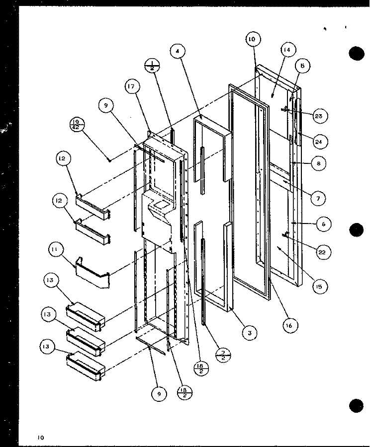 FZ DOOR Diagram and Parts List for SXD25J P1116401W Amana Refrigerator