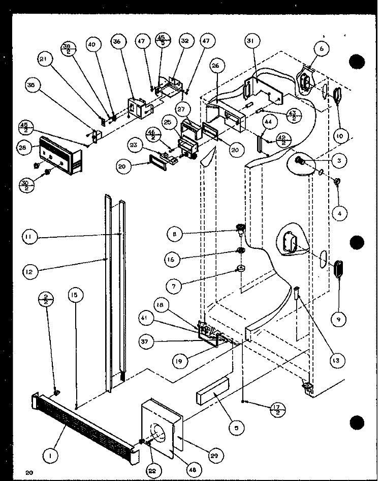 REF / FZ CONTROLS AND CABINET PART Diagram and Parts List for SXD25J P1116401W Amana Refrigerator