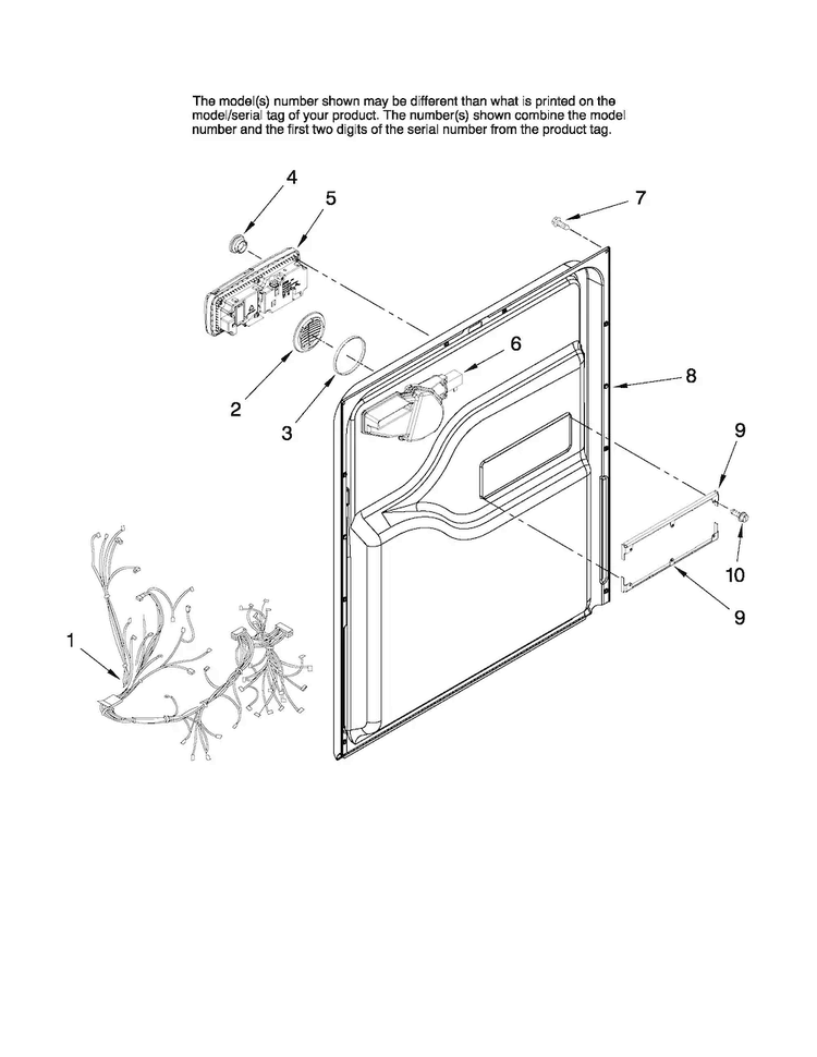 Inner Door Parts Diagram and Parts List for MDC4650AWW1  Maytag Dishwasher