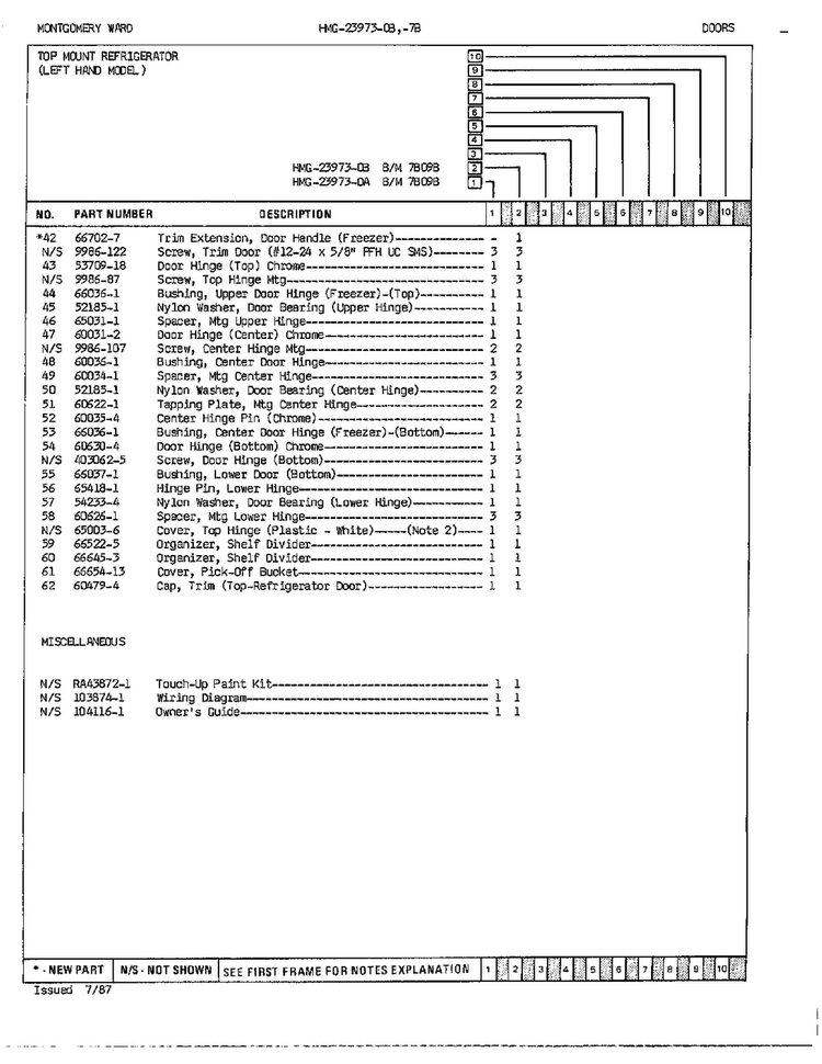 Doors Page 3 Diagram and Parts List for 23973A  Admiral Refrigerator