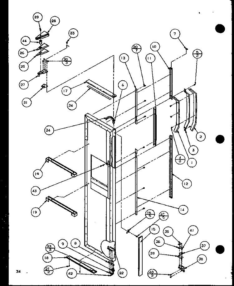 FZ DOOR Diagram and Parts List for SXD25JB P1116403W Amana Refrigerator
