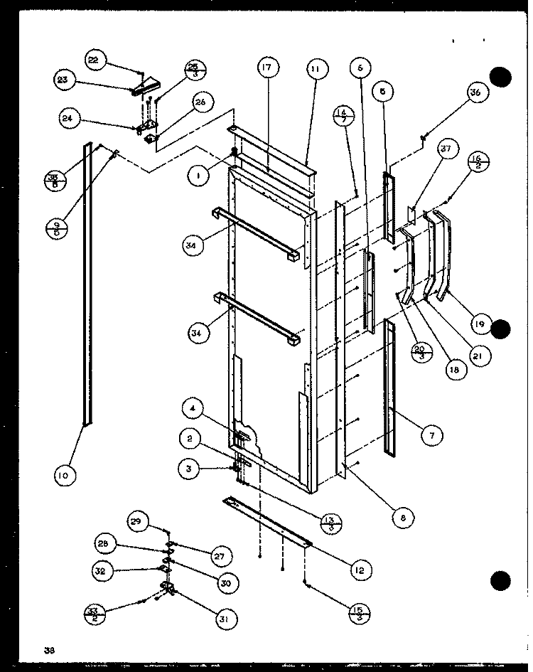 REF DOOR Diagram and Parts List for SXD25JB P1116403W Amana Refrigerator