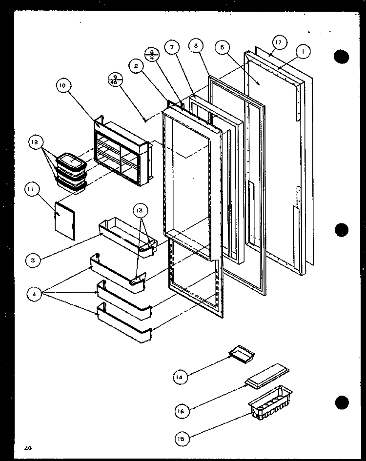 REF DOOR Diagram and Parts List for SXD25JB P1116403W Amana Refrigerator