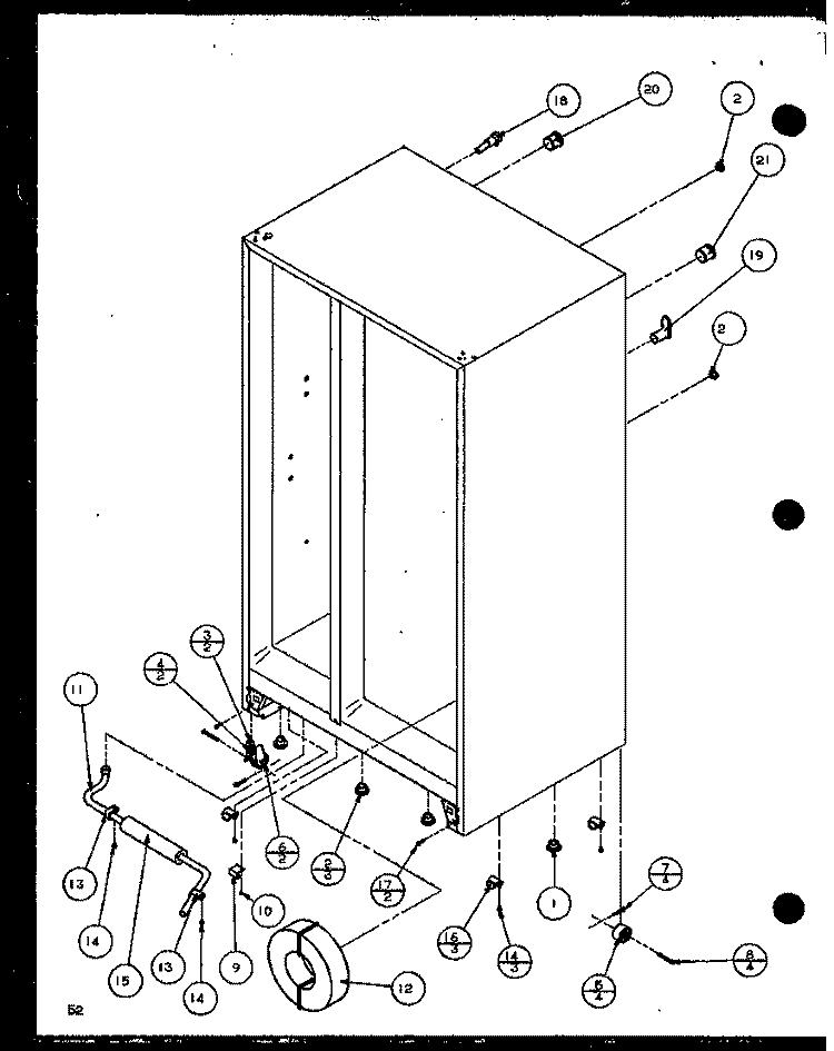 DRAIN AND ROLLERS Diagram and Parts List for SXD25JB P1116403W Amana Refrigerator