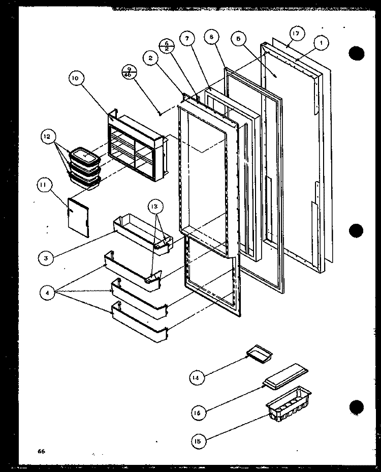 REF DOOR Diagram and Parts List for SXD25JP P1116406W Amana Refrigerator