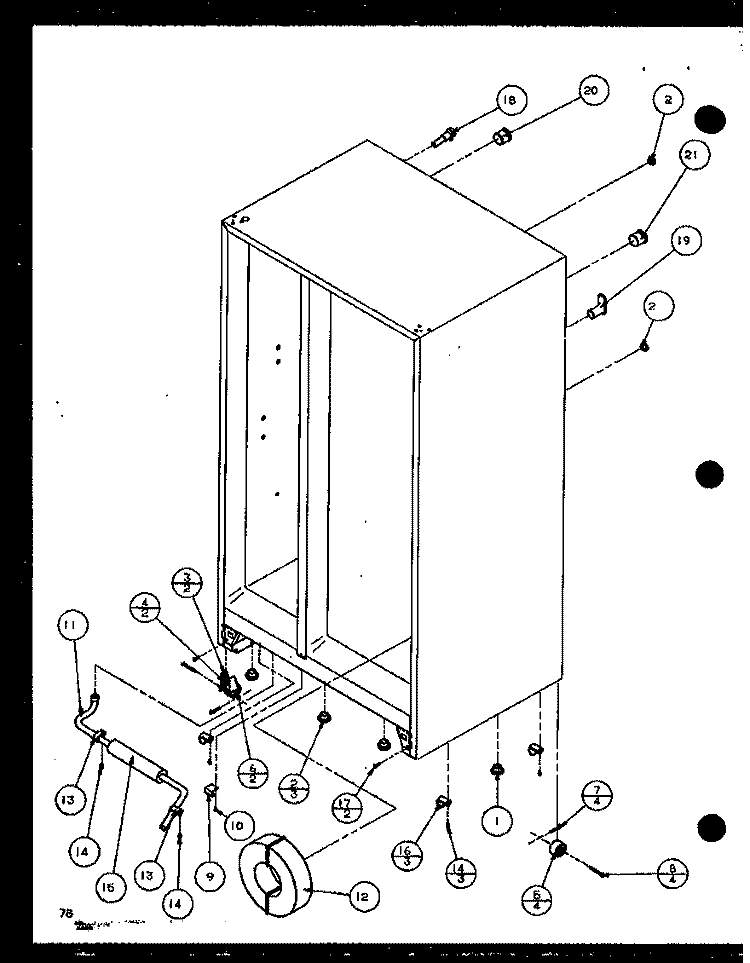DRAIN AND ROLLERS Diagram and Parts List for SXD25JP P1116406W Amana Refrigerator
