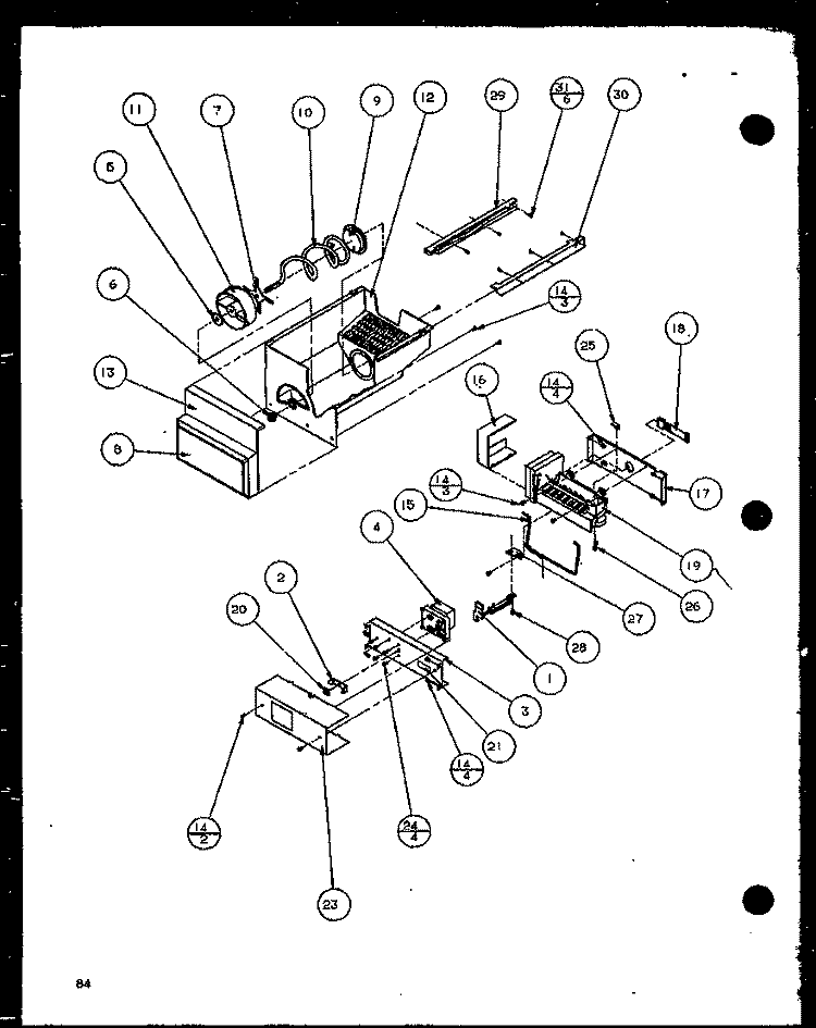 ICE BUCKET AND ICE MAKER Diagram and Parts List for SXD25JP P1116406W Amana Refrigerator