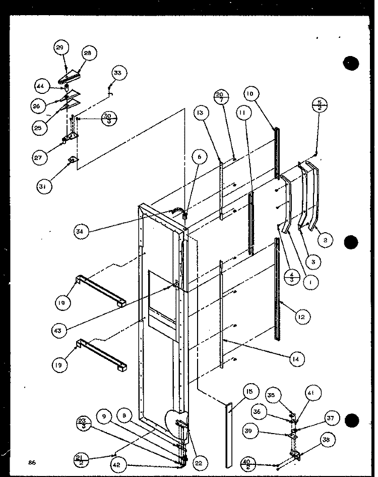 FZ DOOR Diagram and Parts List for SXD22J P1116103W Amana Refrigerator