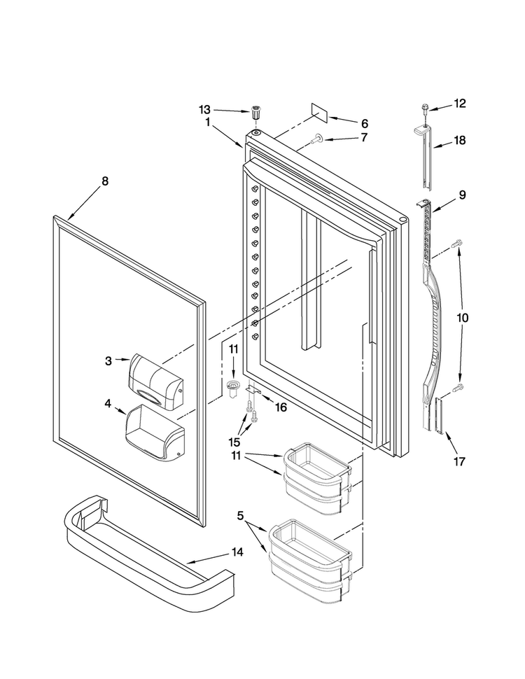 Refrigerator Door Parts Diagram and Parts List for ABB1921DEW6  Amana Refrigerator