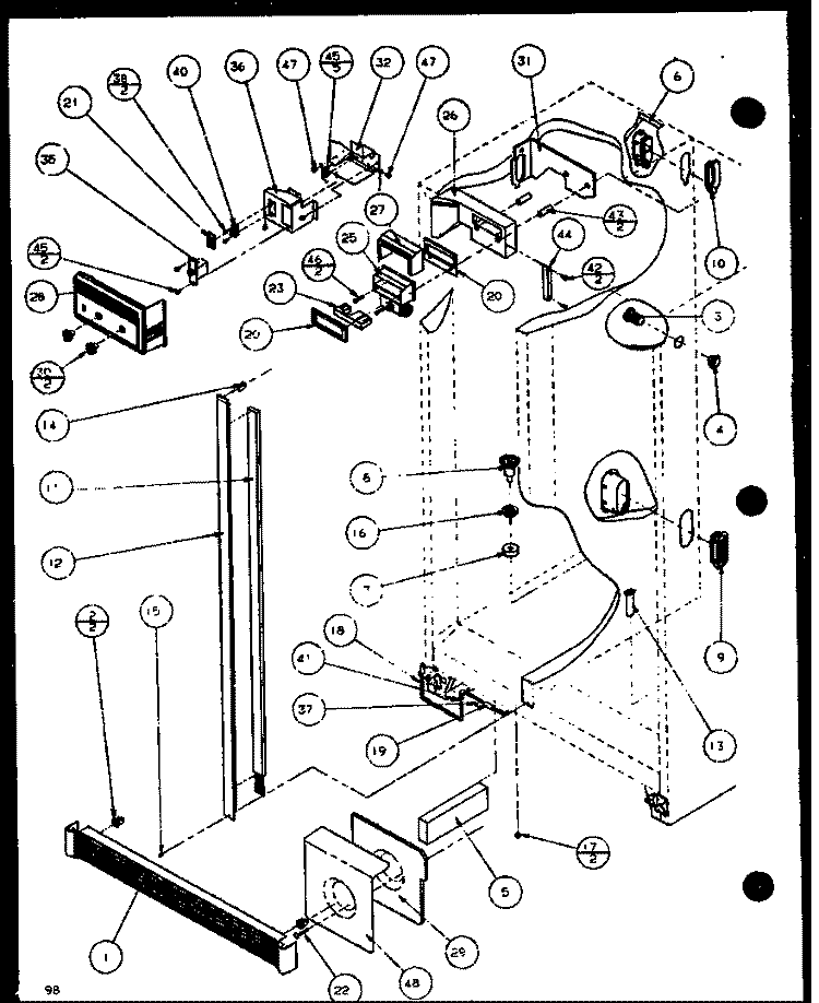 REF / FZ CONTROLS AND CABINET PART Diagram and Parts List for SXD22J P1116103W Amana Refrigerator
