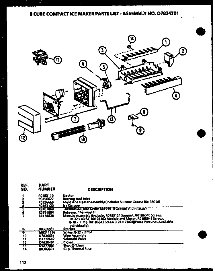 8 CUBE COMPACE ICE MAKER Diagram and Parts List for SXD22J P1116103W Amana Refrigerator