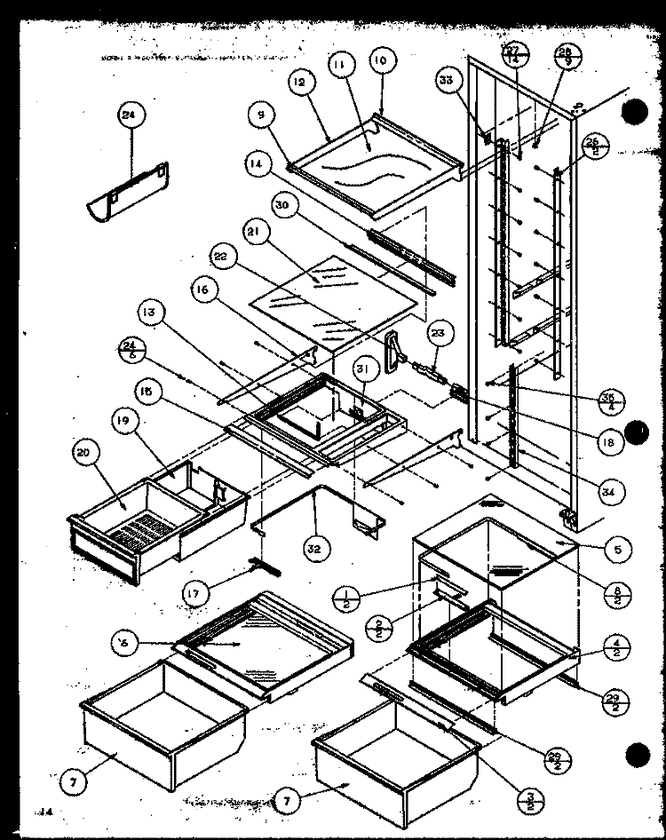 REF SHELVING AND DRAWERS Diagram and Parts List for 36278 P1121804W L Kenmore Refrigerator