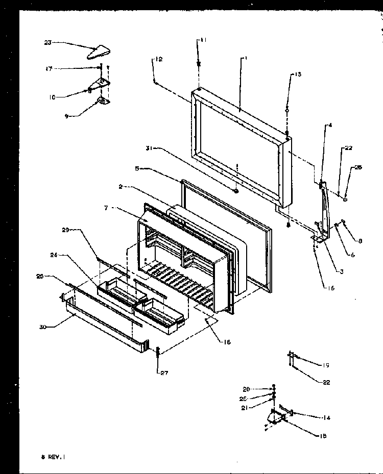 Section 1 Diagram and Parts List for TS18R2G-P1158311WG  Amana Refrigerator