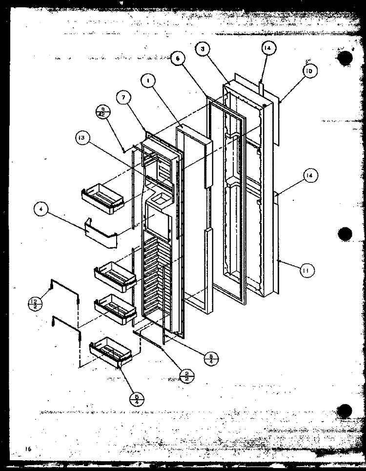 FZ DOOR Diagram and Parts List for SZDE27MPL P1124403W L Amana Refrigerator