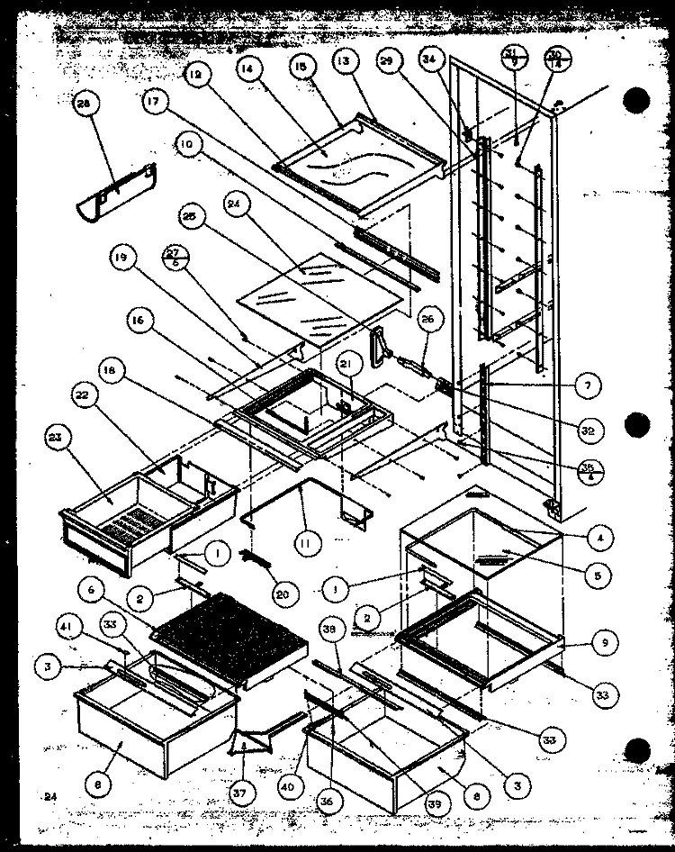 REF SHELVING AND DRAWERS Diagram and Parts List for SZDE20ML P1120301W L Amana Refrigerator