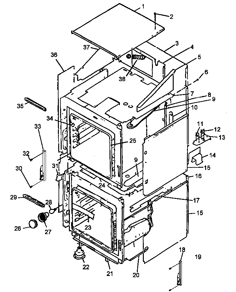 Cabinet Diagram and Parts List for ACO27DE1-P1132343NE  Amana Wall Oven