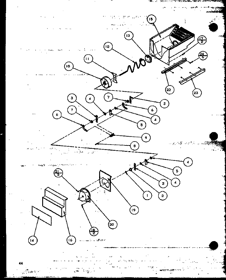 CRUSHED ICE BUCKET Diagram and Parts List for SZDE25MPL P1121203W L Amana Refrigerator