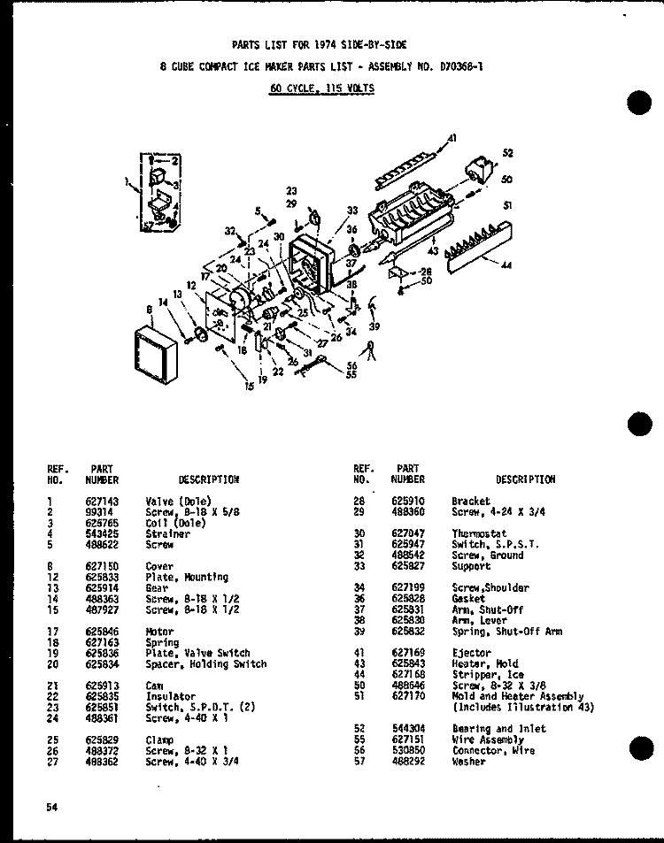 8 CUBE COMPACT ICE MAKER Diagram and Parts List for SRN22N-A P6020178W A Amana Refrigerator