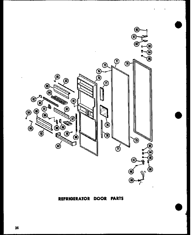 REF DOOR PARTS Diagram and Parts List for SD19N P6023006W Amana Refrigerator