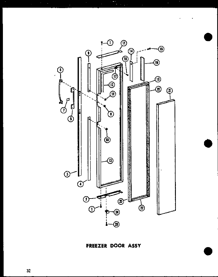 FZ DOOR ASSY Diagram and Parts List for SRN22N-C P6023017W C Amana Refrigerator