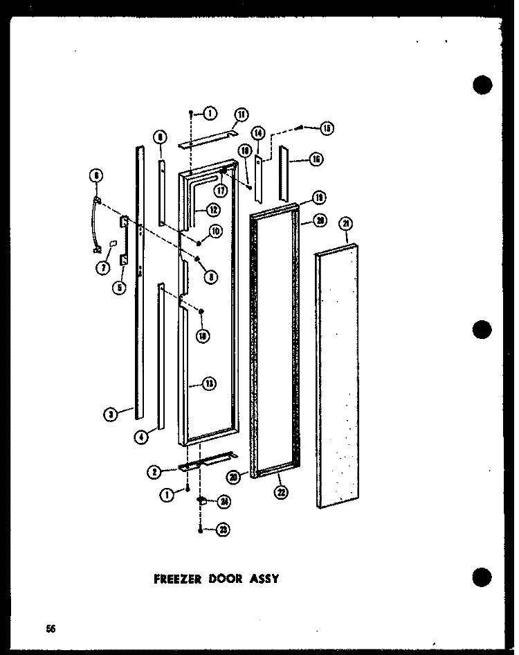 FZ DOOR ASSY Diagram and Parts List for SRN22N-1-AG P6023078W G Amana Refrigerator