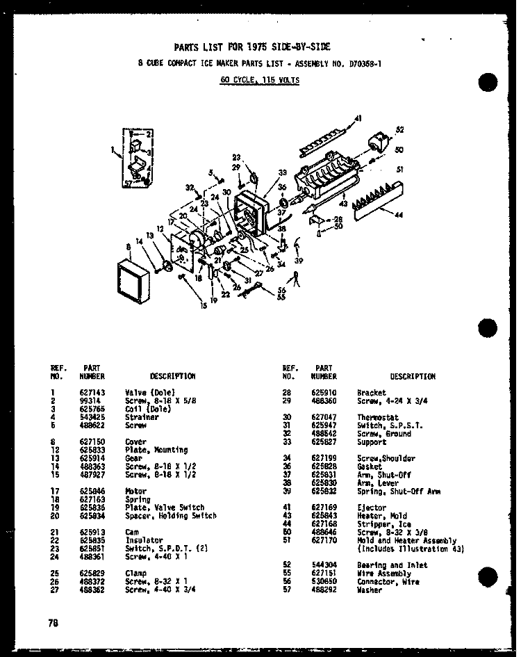 8 CUBE COMPACT ICE MAKER Diagram and Parts List for SRN22N-1-AG P6023078W G Amana Refrigerator