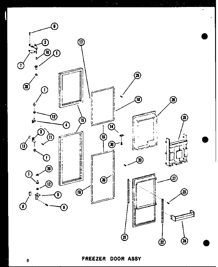 FZ DOOR ASSY Diagram and Parts List for SRI19B P7332048W Amana Refrigerator