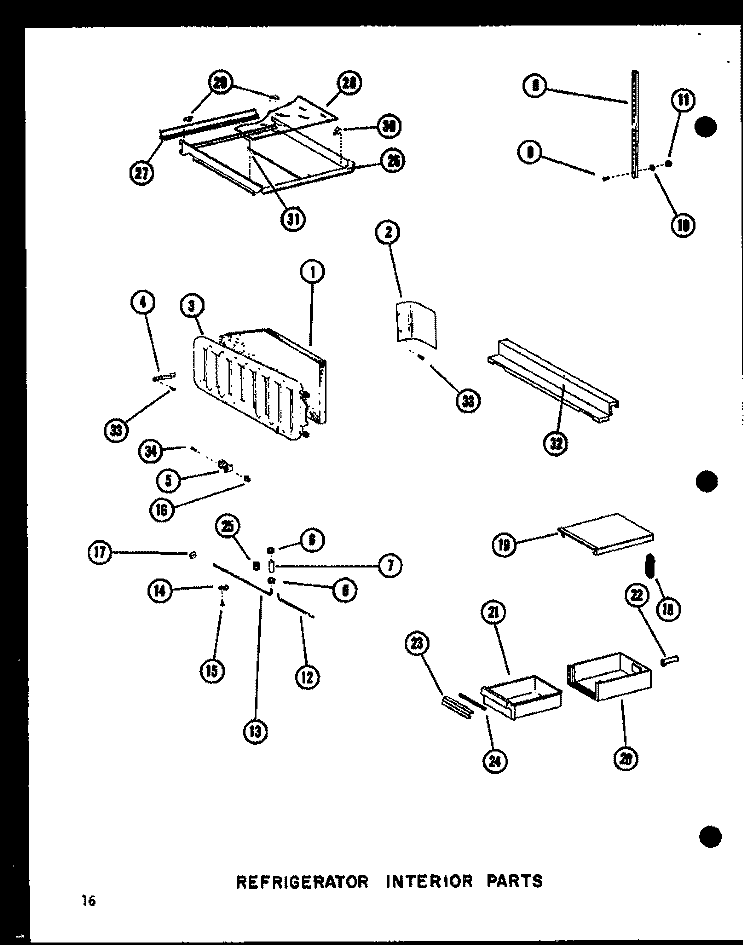 REF INTERIOR PARTS Diagram and Parts List for SRI19B P7332048W Amana Refrigerator