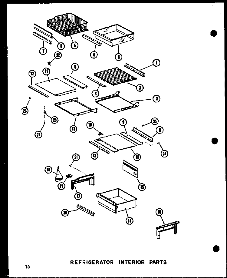 REF INTERIOR PARTS Diagram and Parts List for SRI19B P7332048W Amana Refrigerator