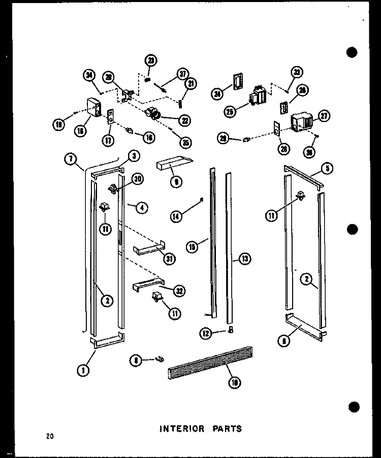 INTERIOR PARTS Diagram and Parts List for SRI19B P7332048W Amana Refrigerator