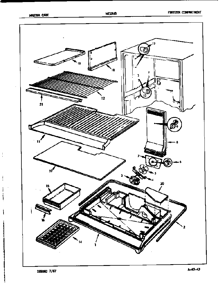 Freezer Compartment Diagram and Parts List for NT19H8C 7A56B Admiral Refrigerator