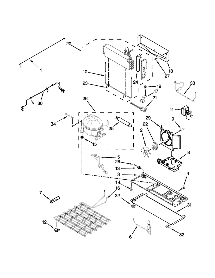 Unit Parts Diagram and Parts List for 7MF2976AEM02  Maytag Refrigerator