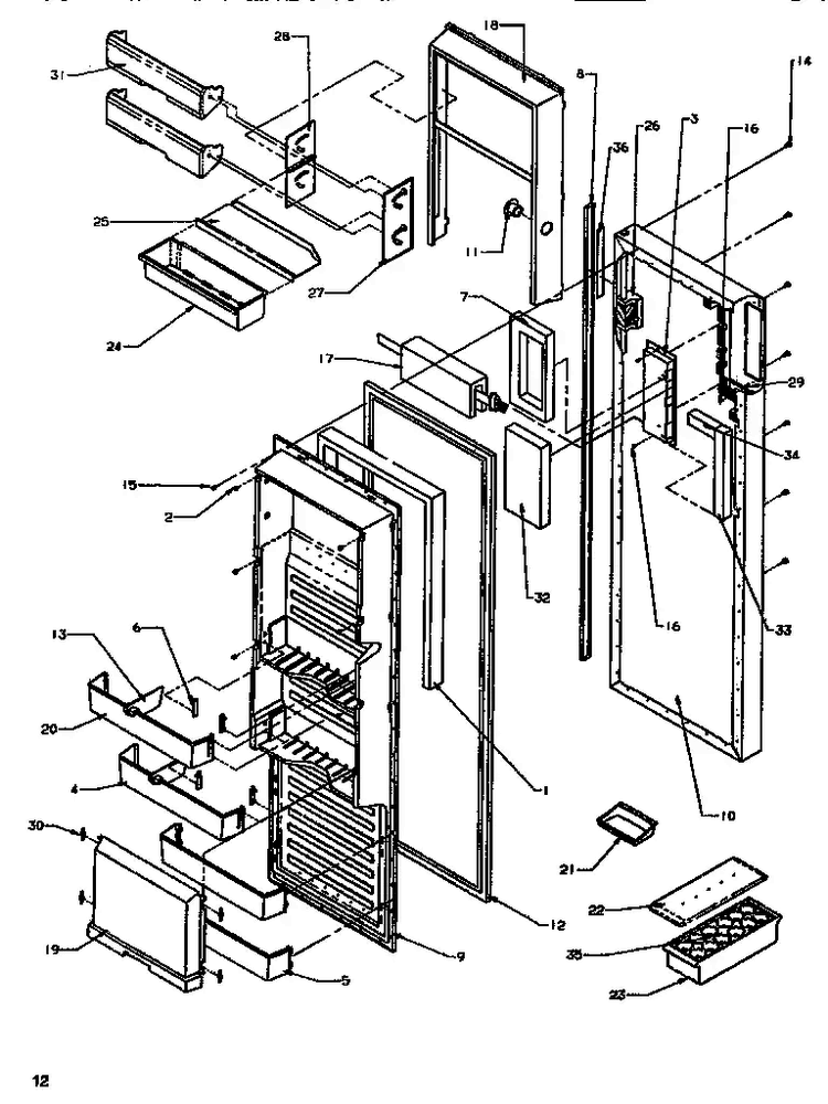 Refrigerator Door Diagram and Parts List for SRDE520SBW-P1183102WW  Amana Refrigerator