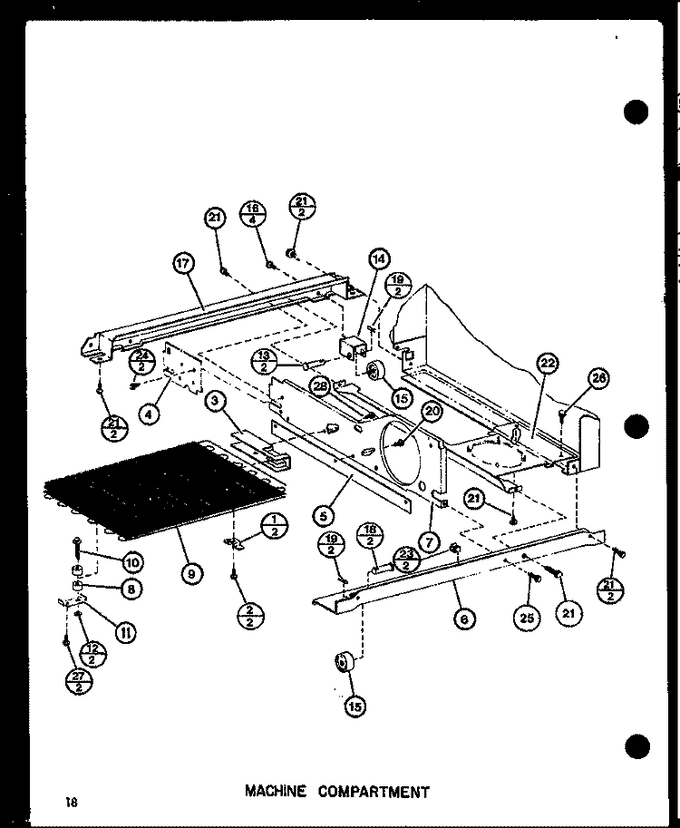 MACHINE COMPARTMENT Diagram and Parts List for SR19F1L P7700008W L Amana Refrigerator