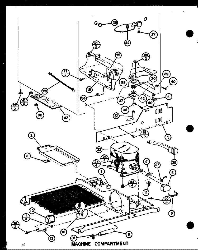 MACHINE COMPARTMENT Diagram and Parts List for SR19F1L P7700008W L Amana Refrigerator