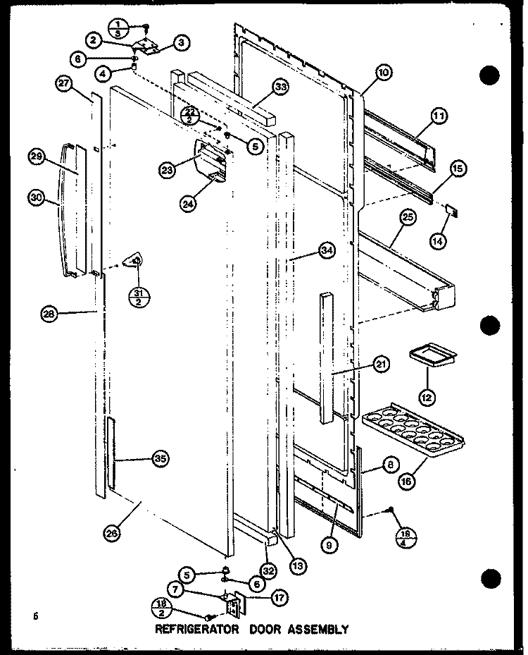 REF DOOR ASSY Diagram and Parts List for SLI22F1L P7700013W L Amana Refrigerator