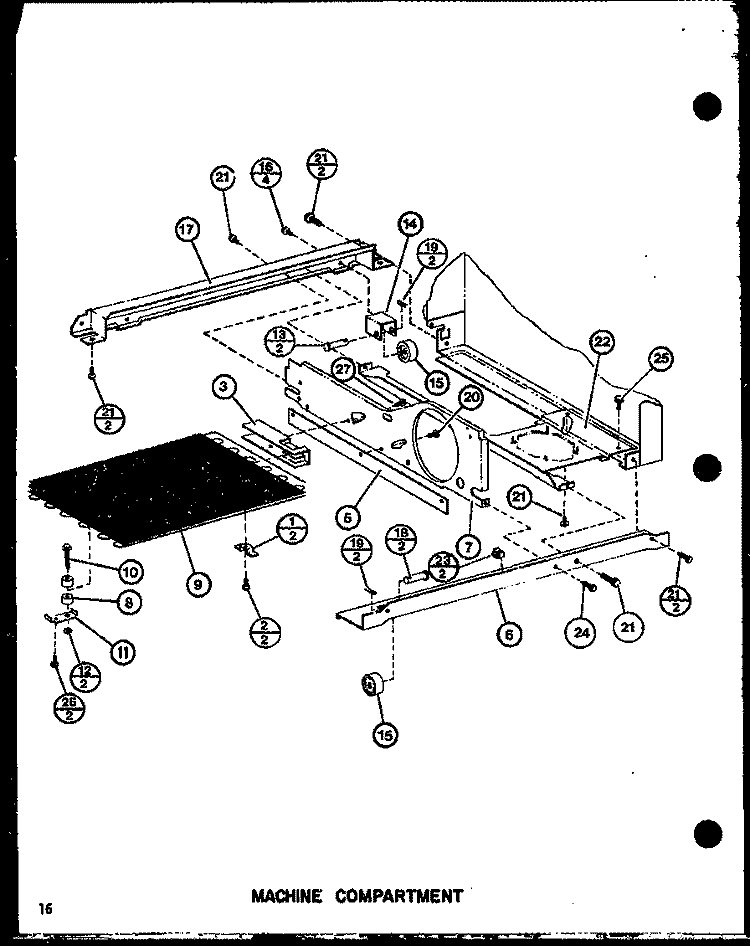 MACHINE COMPARTMENT Diagram and Parts List for SLI22F1L P7700013W L Amana Refrigerator