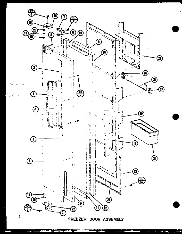 FZ DOOR ASSY Diagram and Parts List for SRI22G P7745511W Amana Refrigerator