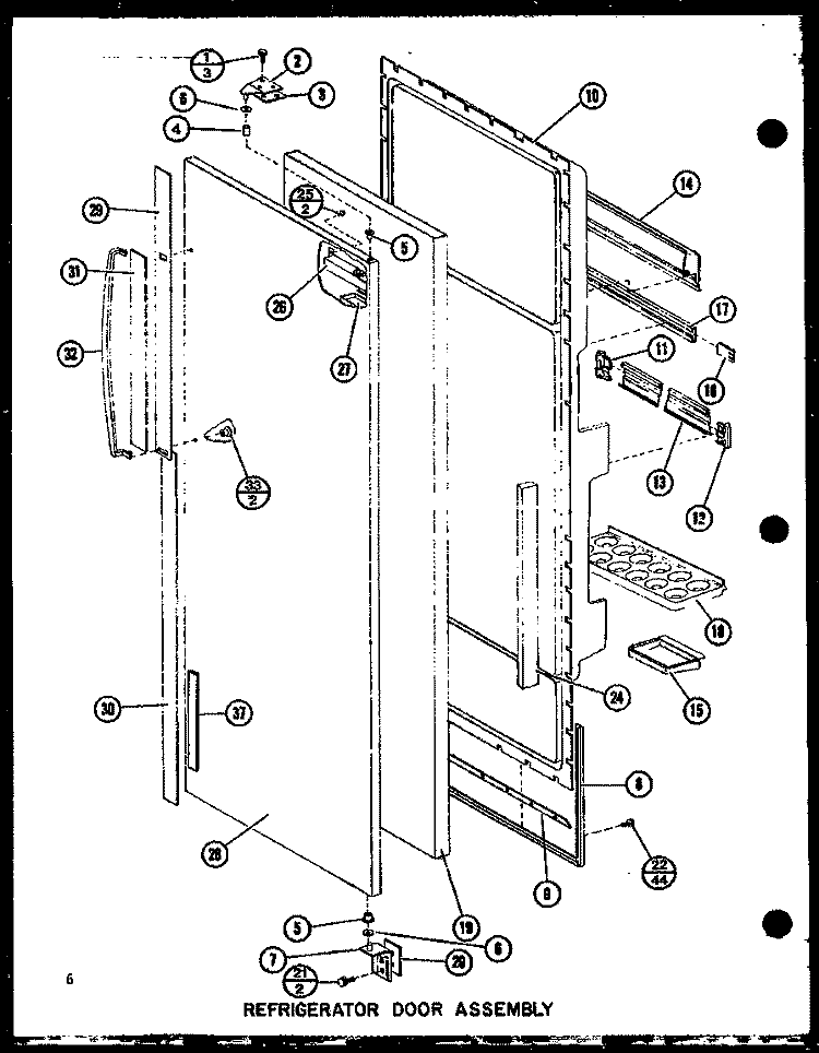 REF DOOR ASSY Diagram and Parts List for SR19G P7745503W Amana Refrigerator