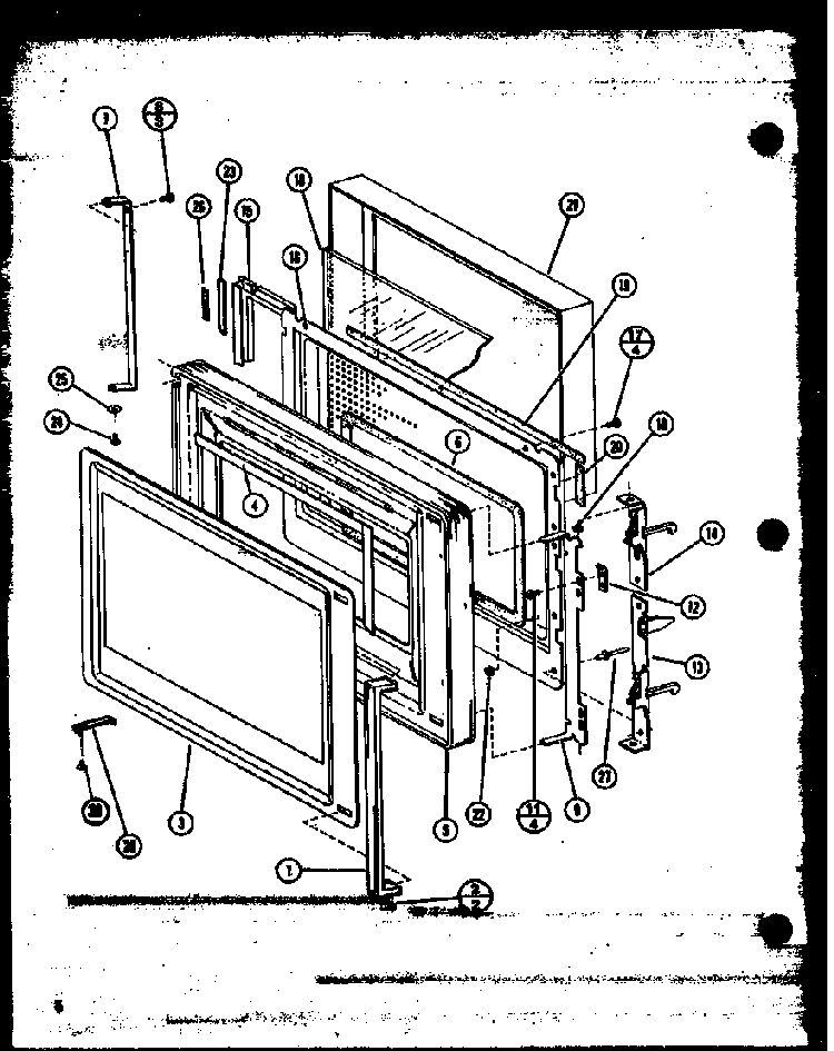 Door Diagram and Parts List for RMC-20C-ET6 P76635-2M Amana Microwave