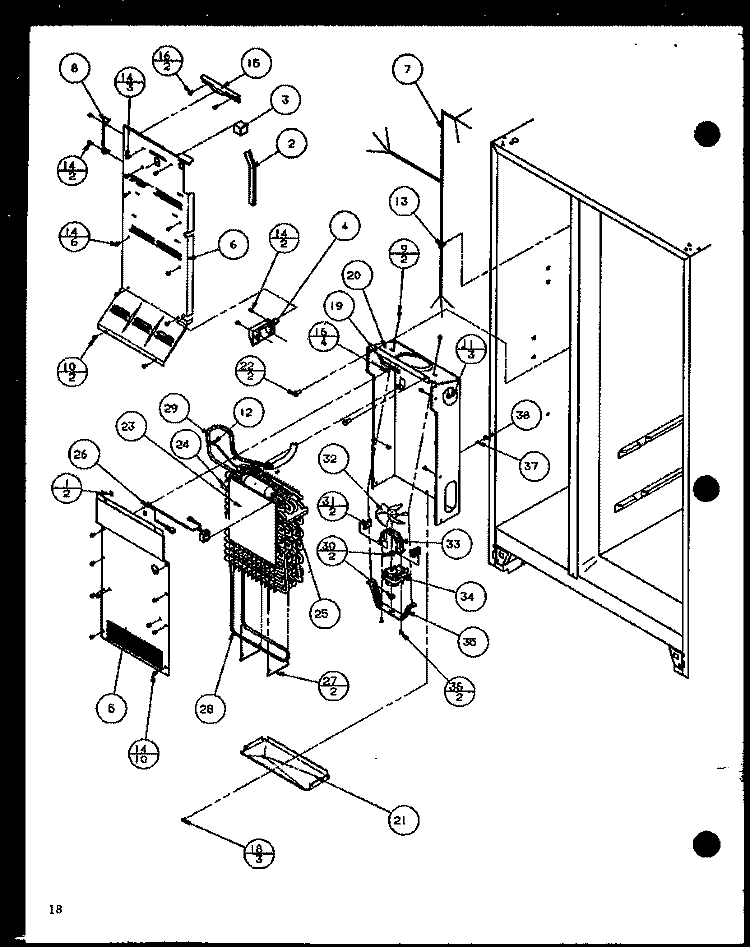 EVAP AND AIR HANDLING Diagram and Parts List for SXPD20H P7836029W Amana Refrigerator
