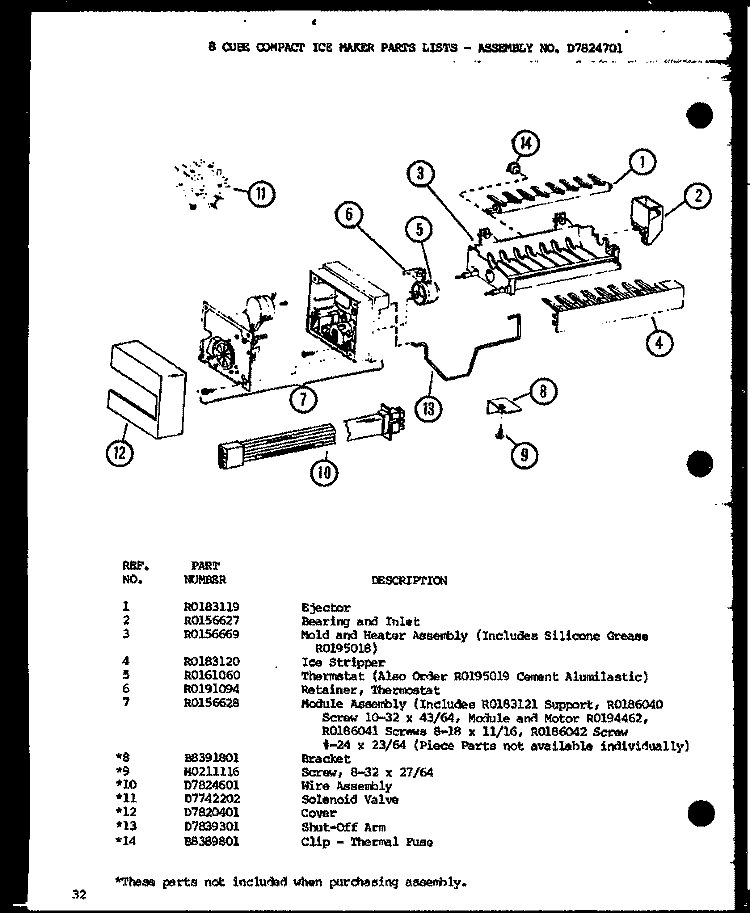 8 CUBE COMPACT ICE MAKER Diagram and Parts List for SXPD20H P7836029W Amana Refrigerator