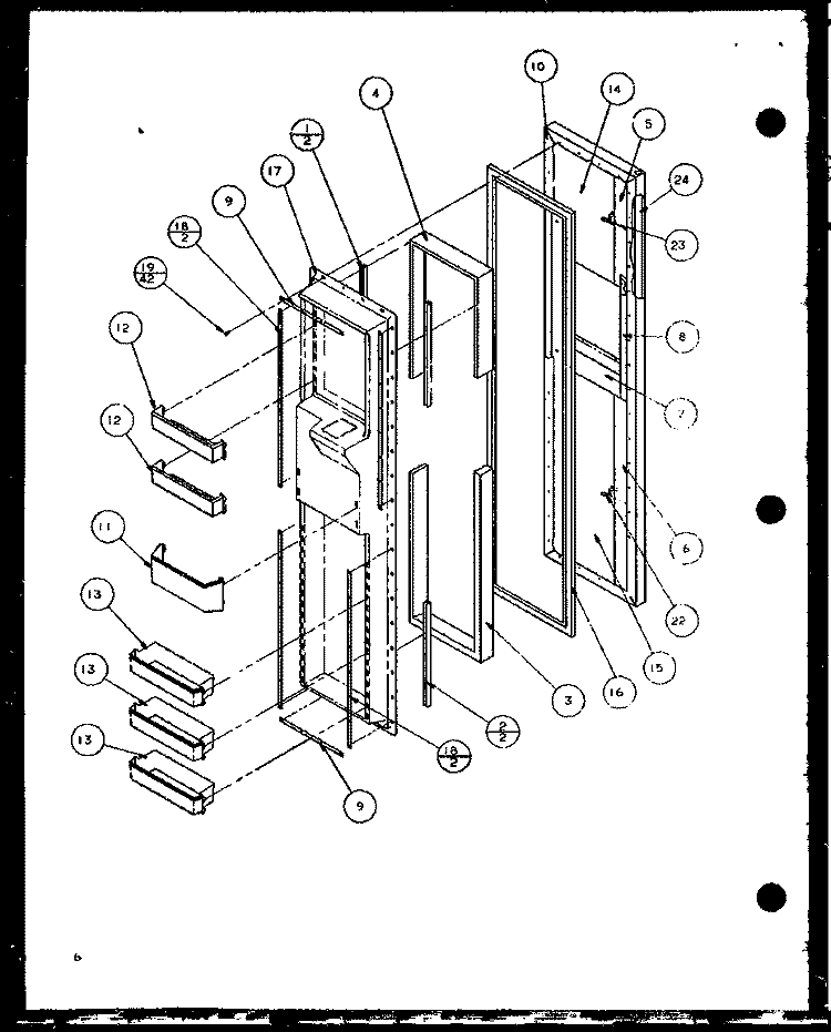 FZ DOOR Diagram and Parts List for SCDE25J P7870104W Amana Refrigerator
