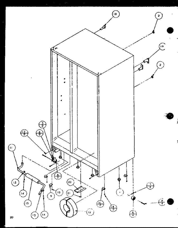 DRAIN AND ROLLERS Diagram and Parts List for SCDE25J P7870104W Amana Refrigerator